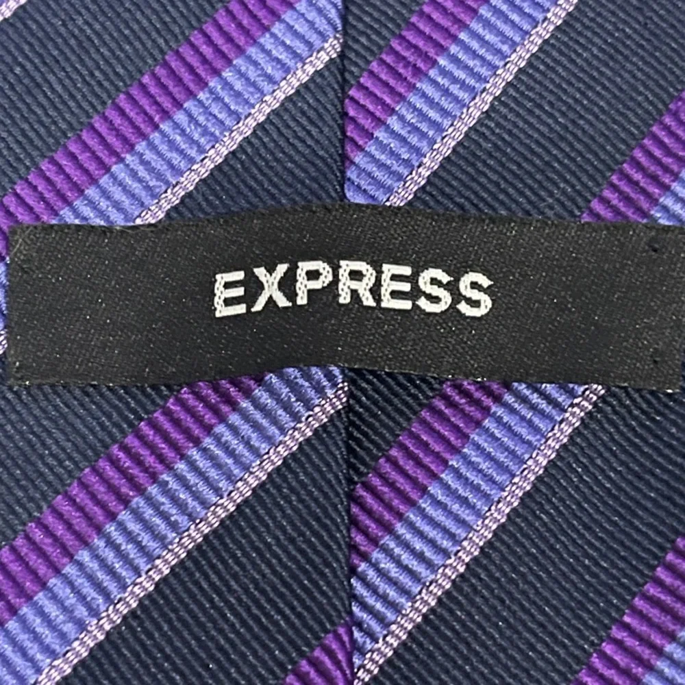 Express Black and Purple Striped Men’s Silk Tie